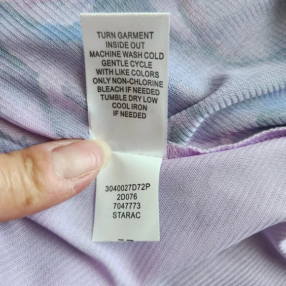 NWT One World Lace V Neck 3/4 Sleeve Stretch Knit Tunic Top Women's 1X Purple - Picture 10 of 12